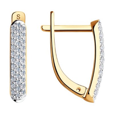 Серьги из золота с бриллиантовой дорожкой (Арт.1020198)