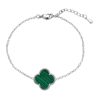 Браслет серебряный с малахитом «Lucky Clover» Fresh Jewelry (арт.TC-B206-1-X-W-Mal-X-X)