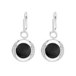 Серьги из серебра с керамикой и куб. цирконием (Арт.tc-e01096-b-w-x-x-w)