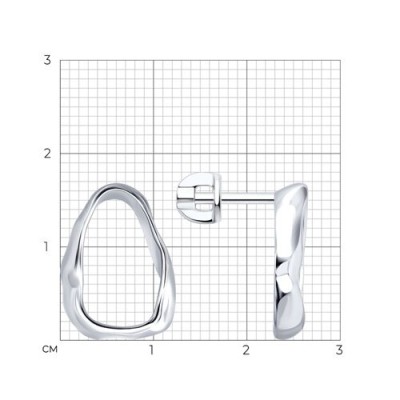 Серьги из серебра с родиевым покрытием «Пластика Линий» Соколов (арт.94-122-00108-1)