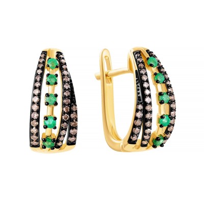 Серьги из золота с бриллиантом и изумрудом (Арт.e49142a5s14yb003_sr_dn_em_yg)