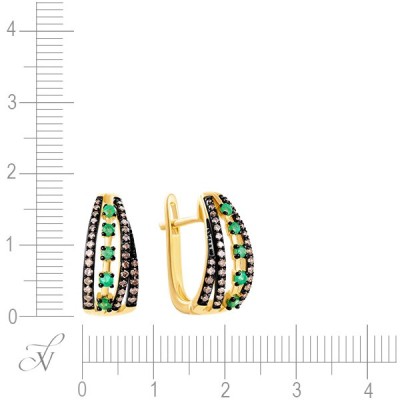 Серьги из золота с бриллиантом и изумрудом (Арт.e49142a5s14yb003_sr_dn_em_yg)