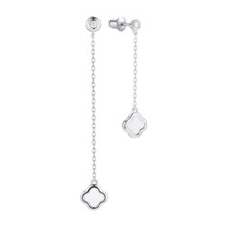 Серьги из серебра с керамикой и фианитом (Арт.tc-e02156-w-w-x-x-w)
