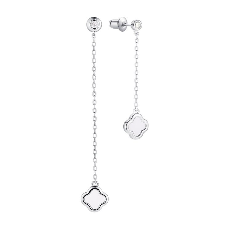 Серьги из серебра с керамикой и фианитом (Арт.tc-e02156-w-w-x-x-w)