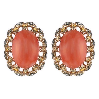 Серьги из золота с кораллом и сапфиром (Арт.er-33523_sr_gsa_cor_ct_yg)