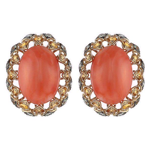 Серьги из золота с кораллом и сапфиром (Арт.er-33523_sr_gsa_cor_ct_yg)