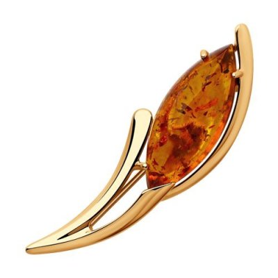 Брошь из серебра с янтарём (Арт.83040018)