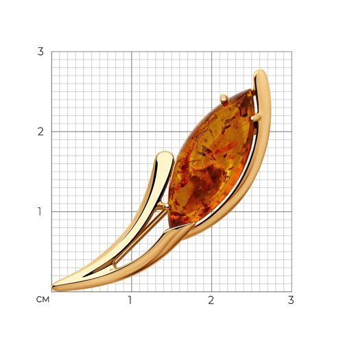Брошь из серебра с янтарём (Арт.83040018)
