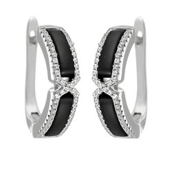 Серьги из серебра с керамикой и куб. цирконием (Арт.tm-e00622-b-w-x-x-w)