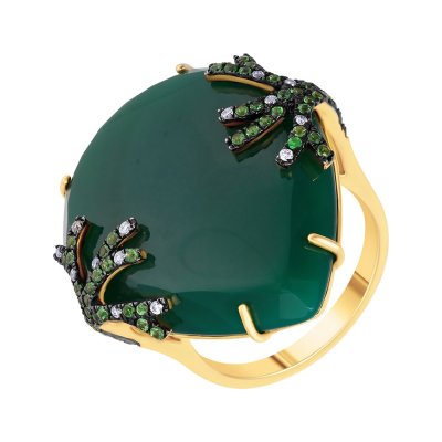 Кольцо из золота с агатом и бриллиантом (Арт.hf04227ra-ygag_tv_zag_yg)