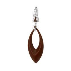 Кулон из серебра с керамикой и куб. цирконием (Арт.tm-p01046-br-w-x-br-w)