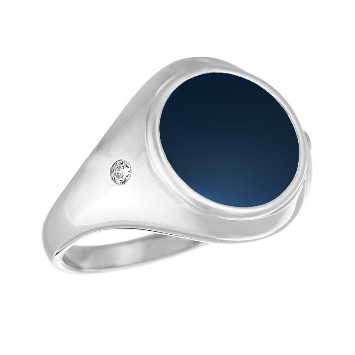 Кольцо из серебра с керамикой и куб. цирконием (Арт.tm-r01383-vl-w-x-x-w)