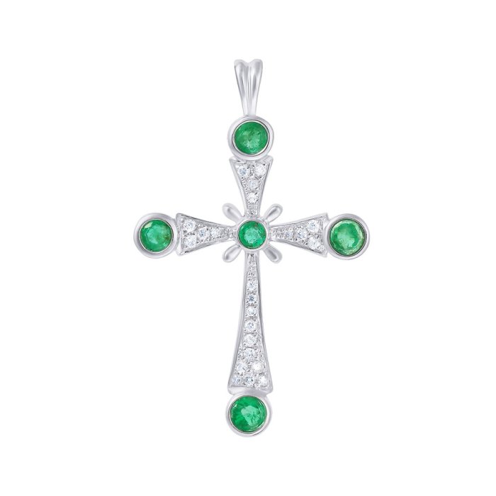 Кулон из белого золота с бриллиантом и изумрудом (Арт.mp52210-wd-em_em_wg)
