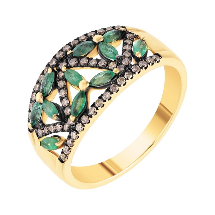Кольцо из золота с бриллиантом и изумрудом (Арт.mr82189-br-em-yg_ko_dn_em_yg)