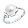 Кольцо из серебра с жемчугом и фианитом (Арт.92014448)