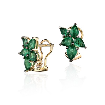 Серьги золотые с изумрудом «Symphony Blossom» Estet (арт.01С5313428-4)