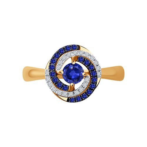 Кольцо из золота с бриллиантами и сапфирами (Арт.2011051)