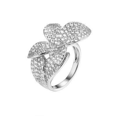 Кольцо серебряное с фианитами «Flower Shine» Fresh Jewelry (арт.CZ-R03219-X-W-X-X-W)