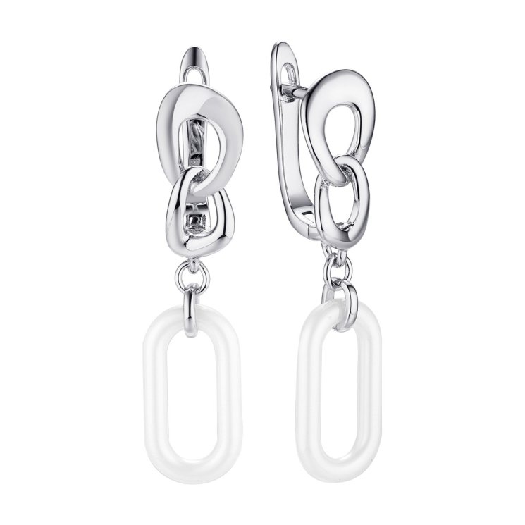 Серьги из серебра с керамикой (Арт.tc-e02192-w-w-x-x-x)