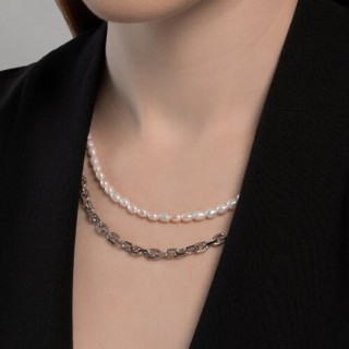 Колье из серебра с жемчугом «Дуэт Барокко» Соколов (арт.92070078)