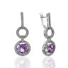Серьги из золота с аметистом и бриллиантом Русские Самоцветы (Арт.95659)