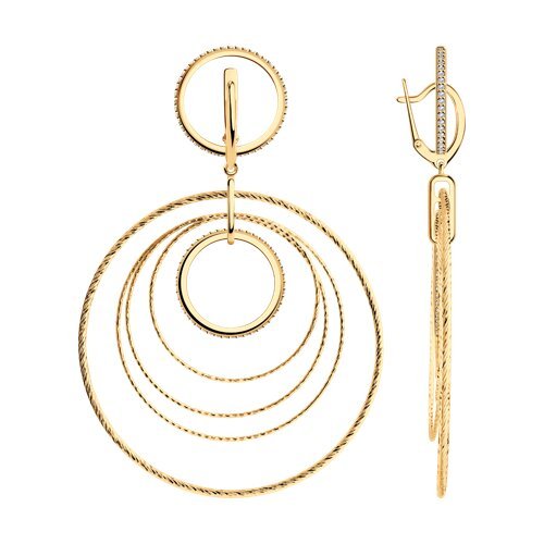 Серьги из золочёного серебра с фианитами (Арт.93-121-02032-2)