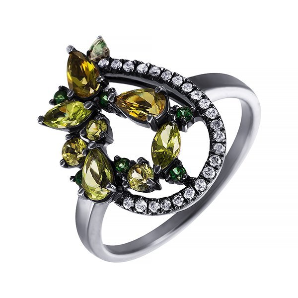 Кольцо из золота с бриллиантом и топазом (Арт.r30571_gt_pd_blk)