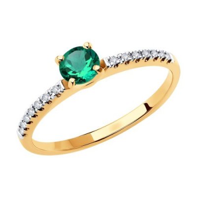 Кольцо из золота с бриллиантами и изумрудом (Арт.3010589)