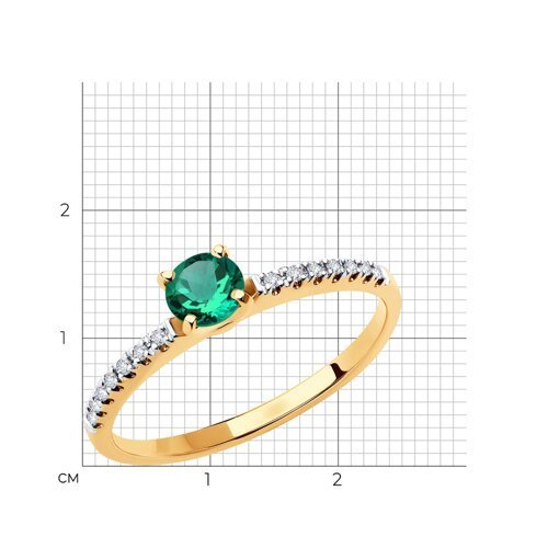 Кольцо из золота с бриллиантами и изумрудом (Арт.3010589)