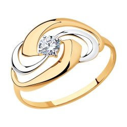 Кольцо из золочёного серебра с фианитом (Арт.93010595)