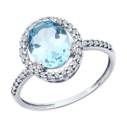Кольцо из серебра с топазом и фианитами (Арт.94-310-01999-1)
