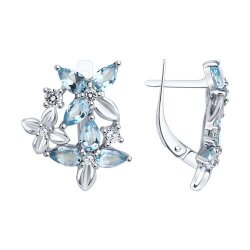 Серьги из серебра с топазами и фианитами (Арт.94-320-02061-1)