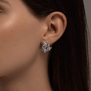 Серьги серебряные с топазом и фианитами «Небесный цветок» Соколов (арт.02061)
