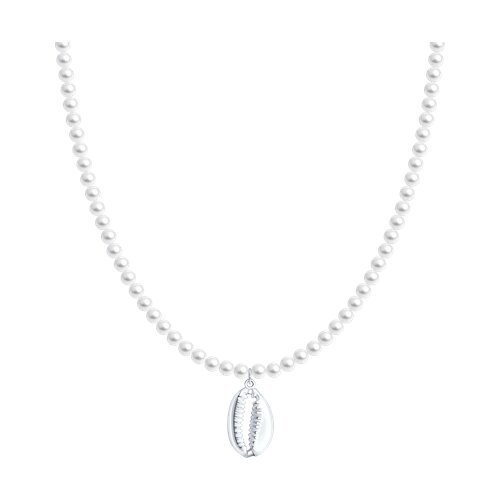 Колье из серебра с синтетическим жемчугом (Арт.94071321)