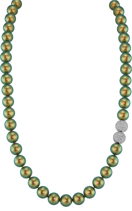 Ожерелье из серебра с жемчугом и куб. цирконием (Арт.32l-sk-26)