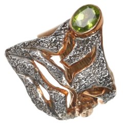 Серебряное кольцо BEAVERS с хризолитом 1089h