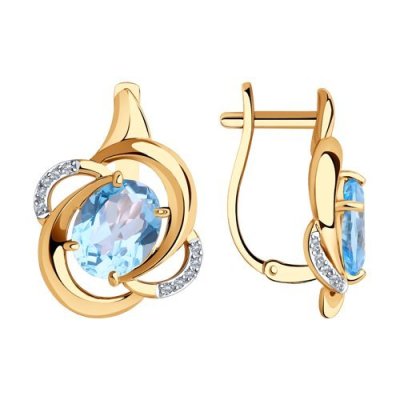 Серьги золотые пробы 585 с топазом (Арт.51-320-00926-1)