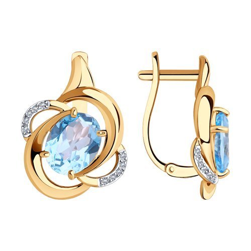 Серьги золотые пробы 585 с топазом (Арт.51-320-00926-1)