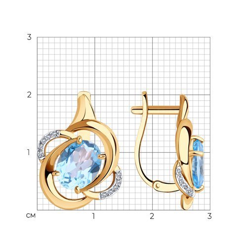 Серьги золотые пробы 585 с топазом (Арт.51-320-00926-1)