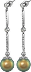 Серьги из серебра с жемчугом и кристаллом swarovski (Арт.aas-5-12-26-s)
