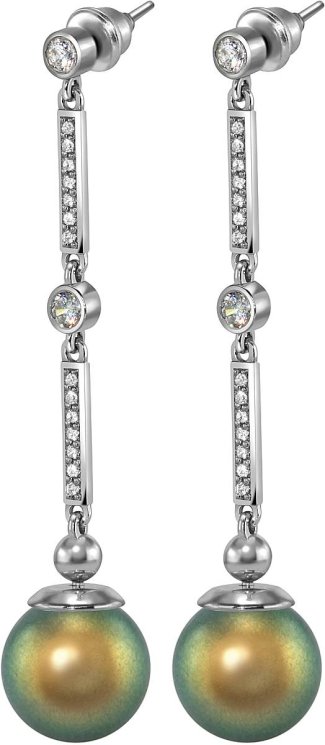 Серьги из серебра с жемчугом и кристаллом swarovski (Арт.aas-5-12-26-s)