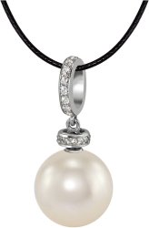 Кулон из серебра с жемчугом и кристаллом swarovski (Арт.abp-2-12-2-s)