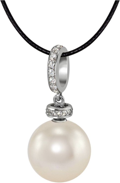 Кулон из серебра с жемчугом и кристаллом swarovski (Арт.abp-2-12-2-s)