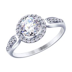 Кольцо из серебра с фианитами (Арт.94012866)