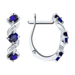 Серьги из белого золота с бриллиантами и сапфирами (Арт.52-220-00891-1)