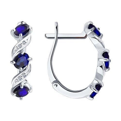 Серьги из белого золота с бриллиантами и сапфирами (Арт.52-220-00891-1)