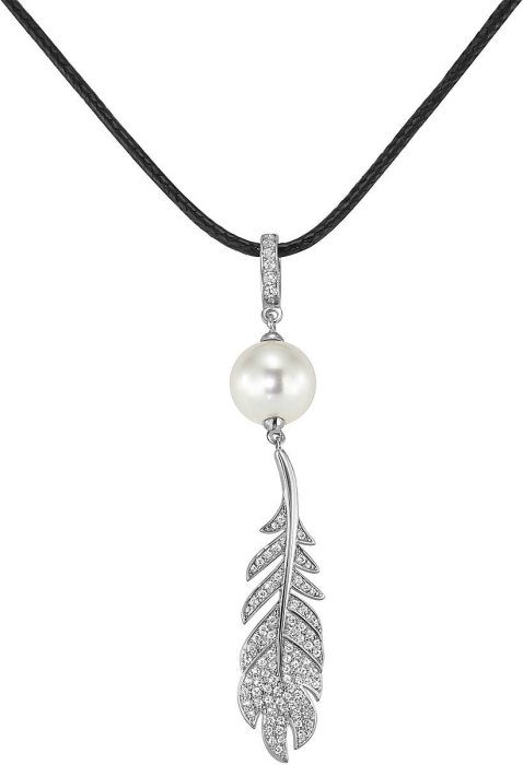 Кулон из серебра с жемчугом и куб. цирконием (Арт.cbp-4-36-1-s)