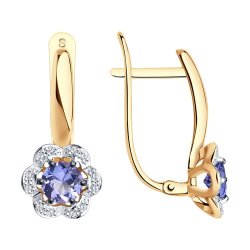 Серьги из золота с бриллиантами и танзанитами (Арт.6024078)