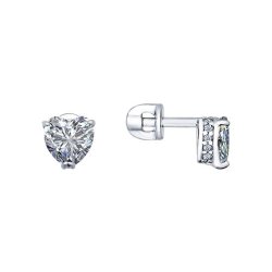 Серьги-пусеты из серебра с фианитами (Арт.94021742)