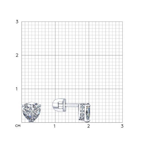 Серьги-пусеты из серебра с фианитами (Арт.94021742)